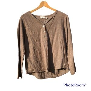 Cotton Bleu Shirt Oversized Small Brown Raw Hem